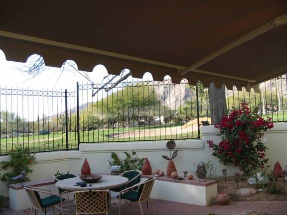 Beautiful underside view from this retractable awning